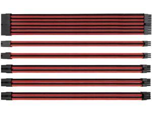 Sleeved Cable - Cable Extension for Power Supply with Extra-Sleeved 24-PIN 8-PIN 6-PIN 4+4-PIN with Combs- Black and Red Sleeved Cable - Cable Extension for Power Supply with Extra-Sleeved 24-PIN 8-PIN 6-PIN 4+4-PIN with Combs- Black and Red