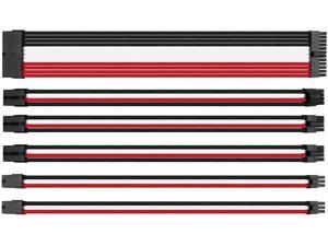 upHere Sleeved Cable - Cable Extension for Power Supply with Extra-Sleeved 24-PIN 8-PIN 6-PIN 4+4 PIN-Black White Red with Cable Combs(11.8 inch/30CM)(SC305) upHere Sleeved Cable - Cable Extension for Power Supply with Extra-Sleeved 24-PIN 8-PIN 6-PIN 4+4 PIN-Black White Red with Cable Combs(11.8 inch/30CM)(SC305)