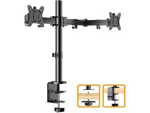 17-32" Dual Monitor Stand Mount, Heavy-Duty Fully Adjustable Desk Clamp Arms for Computer Screens, Loads up to 17.6lbs per arm w/Swivel and Tilt, 75/100mm VESA, Black 17-32" Dual Monitor Stand Mount, Heavy-Duty Fully Adjustable Desk Clamp Arms for Computer Screens, Loads up to 17.6lbs per arm w/Swivel and Tilt, 75/100mm VESA, Black