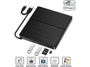 External CD DVD Drive, Type-C/USB 3.0 Slim Portable CD/DVD-RW Burner with SD/TF Card Reader Socket Drive for Laptop, Desktop, Mac, iOS, Windows 10/8/7 / XP/Linux External CD DVD Drive, Type-C/USB 3.0 Slim Portable CD/DVD-RW Burner with SD/TF Card Reader Socket Drive for Laptop, Desktop, Mac, iOS, Windows 10/8/7 / XP/Linux
