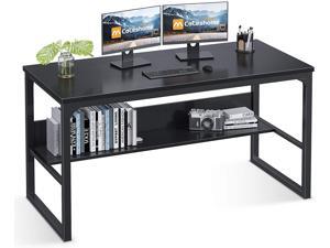 Computer Desk with Bookshelf, 47" Office Desk with Storage, Super Sturdy Writing Desk for Home Office, Black Computer Desk with Bookshelf, 47" Office Desk with Storage, Super Sturdy Writing Desk for Home Office, Black