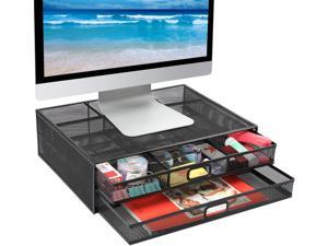 Notebook Metal Desk Organizer for Computer Laptop Outwolf Monitor Stand Riser with Drawer Printer Holder with Pull Out Storage Drawers 