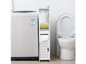 Bathroom Floor Cabinet Freestanding Single Door 3-Tier Storage Organizer White Bathroom Floor Cabinet Freestanding Single Door 3-Tier Storage Organizer White