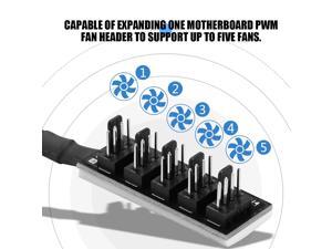 4-Pin 5 Port Fan Hub PWM Cooling Fan Splitter Cable Adapter Computer Replacement 4-Pin 5 Port Fan Hub PWM Cooling Fan Splitter Cable Adapter Computer Replacement