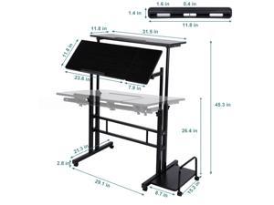 Adjustable Height Multi-function Computer Stand Up Desk Rolling Cart Home Office