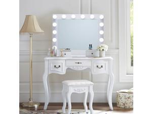 CO-Z Hollywood Makeup Mirror with Lights Dimmable, White Hollywood Vanity Mirror with 15 LED Bulbs, Large Lighted Vanity Mirror for Dressing Room Bedroom Studio, Wall Mounted or Tabletop, 30.7'' x 25.