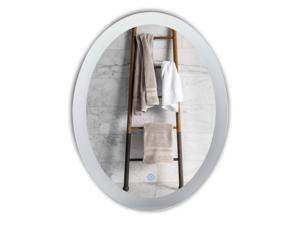 CO-Z LED Lighted Bathroom Wall Mounted Mirror, Plug-in Modern Oval LED Lighted Wall Mirror with Lights, Contemporary Fog-Free Vanity Cosmetic Backlit Touch Bathroom Mirror Over Sink