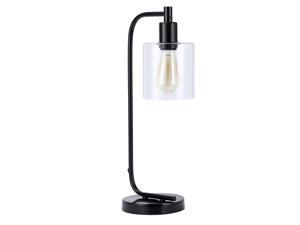 CO-Z Industrial Style Lamp, Rustic Iron Lantern Glass Desk Lamp for Home Office, 19", Simple Black Modern Table Lamp with Clear Glass Shade for Bedside Nightstand, UL Listed CO-Z Industrial Style Lamp, Rustic Iron Lantern Glass Desk Lamp for Home Office, 19", Simple Black Modern Table Lamp with Clear Glass Shade for Bedside Nightstand, UL Listed