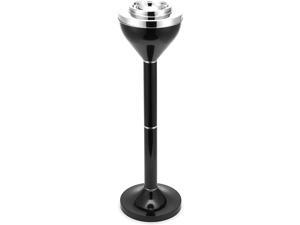CO-Z Adjustable Outdoor Standing Ashtray, Black Contemporary Windproof Push Down Floor Stand Ashtray with Lid, Chrome Finish Tall Outside Patio Ashtrays for Cigarettes, 24" or 16.50"
