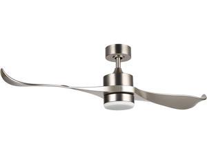 CO-Z 52-Inch Ceiling Fan Brushed Nickel Finish with 2 Silver ABS Blades and White Glass 15W LED Light Kit (Brushed Nickel)