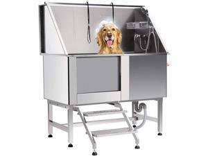 CO-Z 50 Inches Professional Stainless Steel Pet Dog Grooming Bath Tub Station Wash Shower Sink with Faucet Walk-in Ramp and Accessories (50 Inches Pet Grooming Tub Station) CO-Z 50 Inches Professional Stainless Steel Pet Dog Grooming Bath Tub Station Wash Shower Sink with Faucet Walk-in Ramp and Accessories (50 Inches Pet Grooming Tub Station)