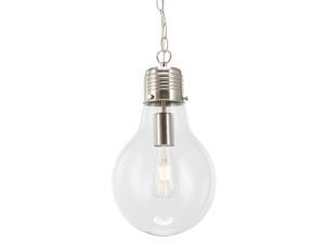 CO-Z Modern Industrial Glass Pendant Light for Kitchen Island, Dining Table, Bedroom, Hallway, One Bulb Hanging Ceiling Light Fixture Adjustable, Nickel Pendant Light with 8W LED Bulb & Glass Shade