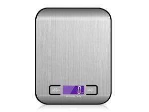 22 LB / 10000g Electronic Kitchen Scale Digital Food Scale Stainless Steel Weighing Scale LCD High Precision Measuring Tools-white and silver/5KG