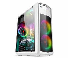 Transparent Side Panel ATX PC Case Desktop Computer Case for ATX Micro-ATX Mini-ITX Motherboard White Transparent Side Panel ATX PC Case Desktop Computer Case for ATX Micro-ATX Mini-ITX Motherboard White