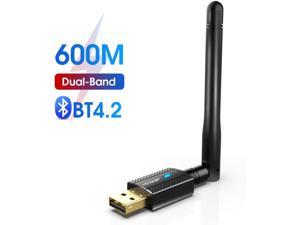 EDUP USB Bluetooth WiFi Adapter AC 600Mbps for PC, Wireless Wi-Fi Dongle Dual Band 2.4G/5.8G with Antenna Support Windows 10/8.1/7 / XP/Vista/Mac OS