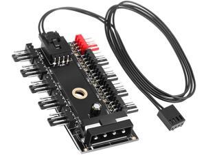 EDUP PC Chassis Fan Hub CPU Cooling HUB 10 Port 12V 4 Pin Fan PWM Hub Molex Controller
