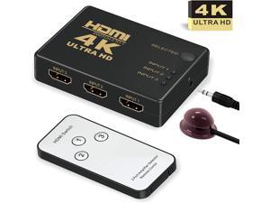 HDMI Switch 4K, Intelligent 3-Port HDMI Switcher, Splitter, Supports 4K, Full HD1080p, 3D with IR Remote HDMI Switch 4K, Intelligent 3-Port HDMI Switcher, Splitter, Supports 4K, Full HD1080p, 3D with IR Remote
