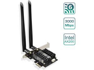 EDUP WiFi 6 Card AX 3000Mbps PCIe Network Card AX200 2.4Ghz/5.8Ghz with Bluetooth 5.0 & Heat Sink Wireless PCI Express Wi-Fi Adapters Dual Band Antenna for Windows 10 64-bit (EP-9636GS Black)