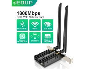 EDUP WiFi 6 1800Mbps PCI Express Blue-tooth 5.2 Adapter Dual Band 2.4G/5GHz 802.11AX/AC MTK Chipset PCIe Wireless Network Card