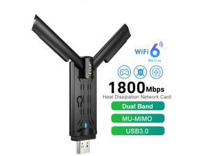 USB WiFi 6 Adapter, EDUP AX1800 USB 3.0 Dual Band 5Ghz/2.4Ghz, High Gain 802.11ax Wireless Network Adapter for PC Desktop,Laptop, Supports Windows 11/10/7,Mac OS 10.X~10.15, EP-1696s