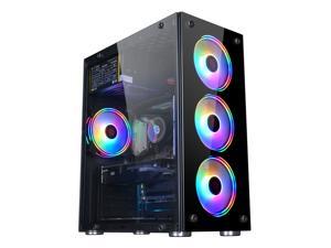 BFY- Computer case mid tower ATX for gaming with RGB led lights cooling fan full white for desktop pc BFY- Computer case mid tower ATX for gaming with RGB led lights cooling fan full white for desktop pc