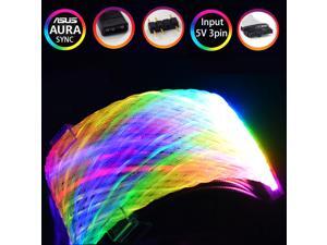 UDO P24-1 24 Pin ATX RGB Synchronized Sleeved Cable, 24PIN PSU ARGB Extension Cable Kit for Motherboard via 5V 3Pin Synchronous Light