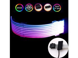 UDO P8-21 Pin (6+2) ATX RGB Synchronized Sleeved Cable, 8PIN PCI-e ARGB Extension Cable Kit for Motherboard via 5V 3Pin Synchronous Light