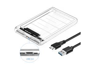 2.5' USB 3.0 External Hard Drive Enclosure, USB3.0 to SATA Portable Clear Hard Disk Case for 2.5 inch 7mm 9.5mm SATA HDD SSD, Support UASP SATA III, Max 4TB, Tool-Free Design