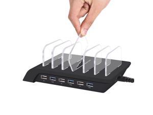 KUYiA USB Charging Station for Multiple Devices, 6 Ports 10.2A High Speed Smart Charging Dock, Multi Device Charging Organizer for Smart Phones, Smart Watch, iPhone, iPad, Galaxy, Tablets