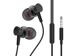 KUYiA Noise Isolating Earphones,Premium In Ear Headphones Built in Volume Control Microphone,Deep Bass Stereo Music Lightweight Wired Earbuds Compatible with HUAWEI Samsung LG OnePlus - (RED)