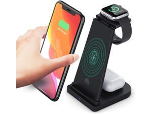 Wireless Charger, 3 in 1 Wireless Charging Station for iPhone 12/11pro/SE/Xs AirPods 2/Pro,Wireless Charging Stand for iphone Samsung S20 (Black)