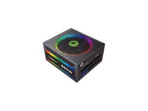 GMX RGB Power Supply, ATX Power Supply 850W Fully Modular 80+ Gold Certified with Addressable RGB Light 14CM RGB Fan - Vairous Color Mode, RGB-850-Rainbow