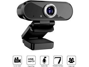 Hulier Webcam with Microphone USB Microphone Black