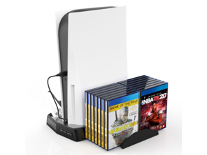 SA PS5 console cooling vertical stand with cooling fan for PS5 console and Playstation 5 digital/optical drive version. Dual-controller charging station with 3 USB hubs, storing up to 14 CD games SA PS5 console cooling vertical stand with cooling fan for PS5 console and Playstation 5 digital/optical drive version. Dual-controller charging station with 3 USB hubs, storing up to 14 CD games