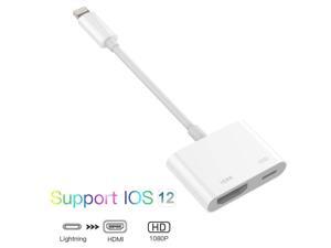 1080P Digital AV Adapter with Charging Port,Sync Screen HDMI Connector Compatible with iPhone 11//11 Pro//XS//XR//X//8 7 Apple MFi Certified iPad on HD TV//Monitor//Projector Lightning to HDMI Adapter
