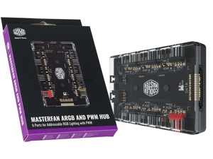 Cooler Master MASTERFAN ARGB and PWM Hub,argb splitter fan hub case rgb lighting controller pc accessories 6 Ports for Addressable RGB Lighting with PWM(1-to-6 ARGB PWM HUB)