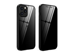 Magnetic Case Compatible with iPhone 12/12 Pro, Anti Peeping Double Sided Tempered Glass Metal Bumper Frame Full Protective Phone Case for iPhone 12/12 Pro 6.1"