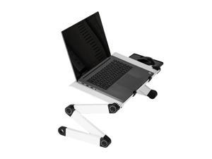 Adjustable Laptop Cooling Stand & Lap Desk for Bed Couch w/Mouse Pad. Ergonomic Height Angle tilt Aluminum Desktop Tray Portable MacBook pro Computer Riser Table Cooler Folding Holder