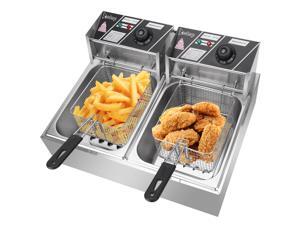 12L Electric Deep Fryer Dual Tank Stainless Steel 2 Fry Basket Commercial 5000W 12L Electric Deep Fryer Dual Tank Stainless Steel 2 Fry Basket Commercial 5000W