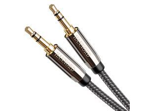 AUX Cable Hannord 35mm Nylon Braided Stereo AUX Cable Male to Male HiFi Sound AUX Cord Auxiliary Audio Cable for Car Headphone Speaker Home Stereo iPhone Echo66 Feet  2 Meters