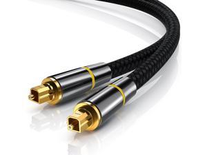 Digital Optical Audio Cable Toslink Cable -[24K Gold-Plated, Ultra-Durable] Hannord Nylon Braided Fiber Optic Male to Male Cord for Home Theater, Sound Bar, TV, PS4, Xbox, Playstation & More - 6.6ft