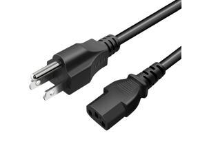 Hannord Replacement Power Cable For Computers, TVs, Monitors, & More - 6 Feet Black Universal Cord Works With Any 3 Pin AC Power Connection - 18 Gauge Wire