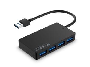 4-Port USB 3.0 Hub, USB Ultra Slim Data Hub Adapter, Compatible for MacBook Air, Mac Mini, iMac Pro, Microsoft Surface, Ultrabooks,PC, Laptop and Other USB Devices, USB Splitter(Black)