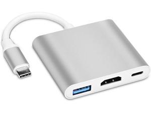 USB C to HDMI Multiport Adapter Hannord USB 3.1 Gen 1 Thumderbolt 3 to HDMI 4K Video Converter /USB 3.0 hub Port PD Quick Charging Port with Large Projection Compatible with MacBook Pro/MacBook Air