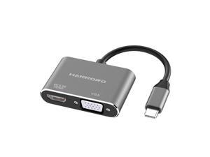 USB C to HDMI VGA Adapter,USB Type C to VGA HDMI Adapter Thunderbolt 3 VGA Adapter for MacBook Pro/iPad Pro /Air 2020 2019 2018,Dell XPS 13/15,Surface Pro, Galaxy S8/S9 (Grey) USB C to HDMI VGA Adapter,USB Type C to VGA HDMI Adapter Thunderbolt 3 VGA Adapter for MacBook Pro/iPad Pro /Air 2020 2019 2018,Dell XPS 13/15,Surface Pro, Galaxy S8/S9 (Grey)