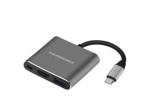 USB C to HDMI 4K Multiport Adapter, 3 in 1 Type C Hub with USB 3.0 + USB C Charging Port Digital Converter Compatible for MacBook/Chromebook Pixel/Dell XPS13/Samsung Galaxy s8/s8 Plus (Grey)