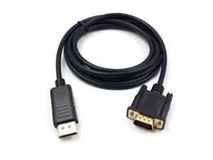 DisplayPort to VGA Adapter, Hannord DP to VGA Cable 6 Feet Cable Male to Male Gold-Plated Cord Compatible for Lenovo, Dell, HP, ASUS and Other Brand, Black