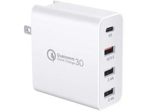 USB C Charger Hannord 48W 4 Ports Fast Charging PD Wall Charger Quick Charge 30 Multi Port USBC Travel Adapter for Samsung S10S9S8Plus iPhone XsMaxXRiPhone11 Fully Compatible White