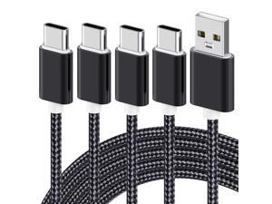 USB Type C Fast Charging Cable, Hannord 4 Pack (0.8/3.3/3.3/6.6FT) Nylon Braided Data Sync Transfer Cord, Compatible with Samsung Galaxy S10 S9 Note 9 8, LG G7 V30 V20 G6, Google Pixel (Black)