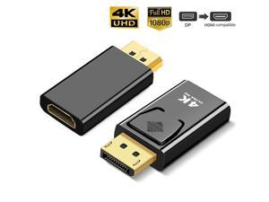 4K DisplayPort to HDMI Adapter 2 Pack, Hannord DP Male to HDMI Female Converter Gold-Plated Connectors for HP Laptop,Computer,PC,HDTV, Projector, Desktop